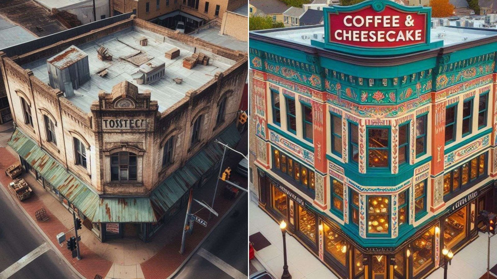 Coffee and cheesecake building transformation